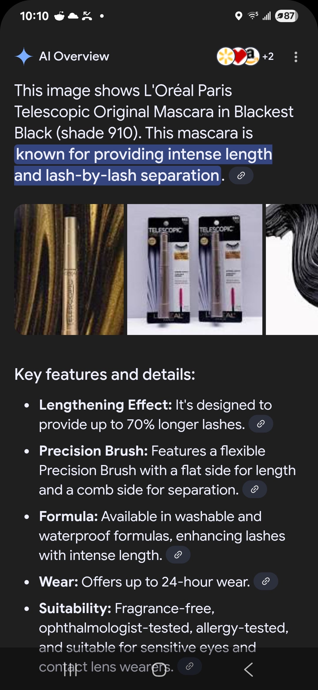 L'Oréal Paris Telescopic Original Mascara in Blackest Black (shade 910).