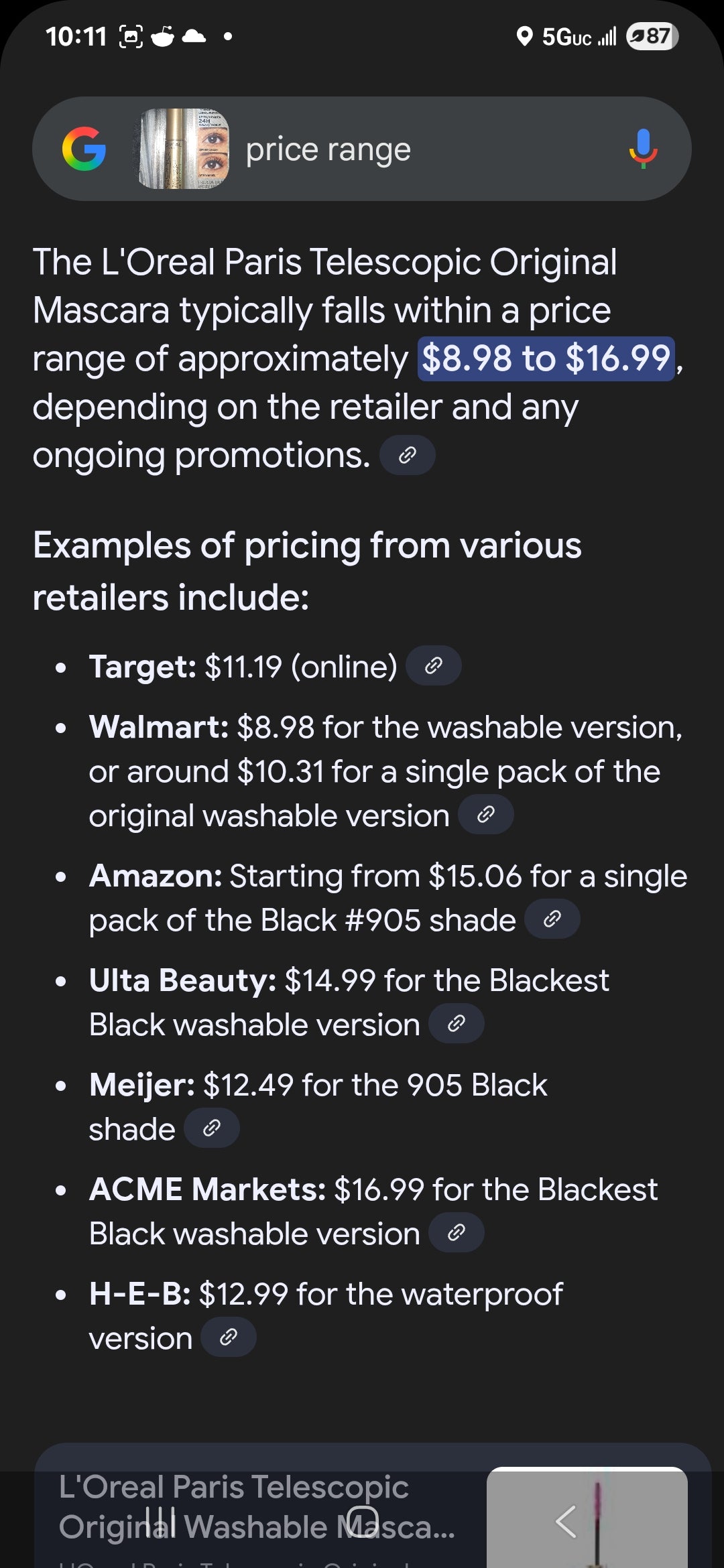 L'Oréal Paris Telescopic Original Mascara in Blackest Black (shade 910).