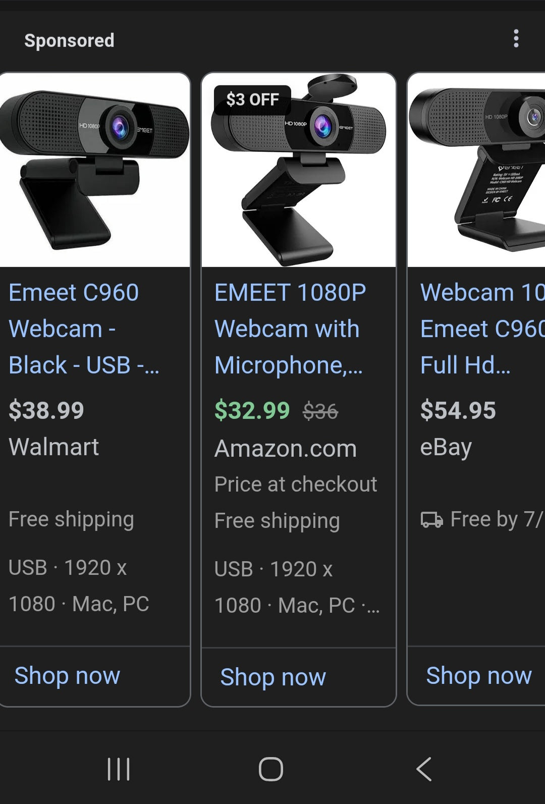 EMEET SmartCam C960 Full HD 1080p Webcam Black