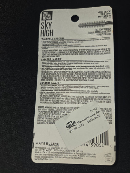 The image shows Maybelline Lash Sensational Sky High Mascara in Very Black (shade 801).